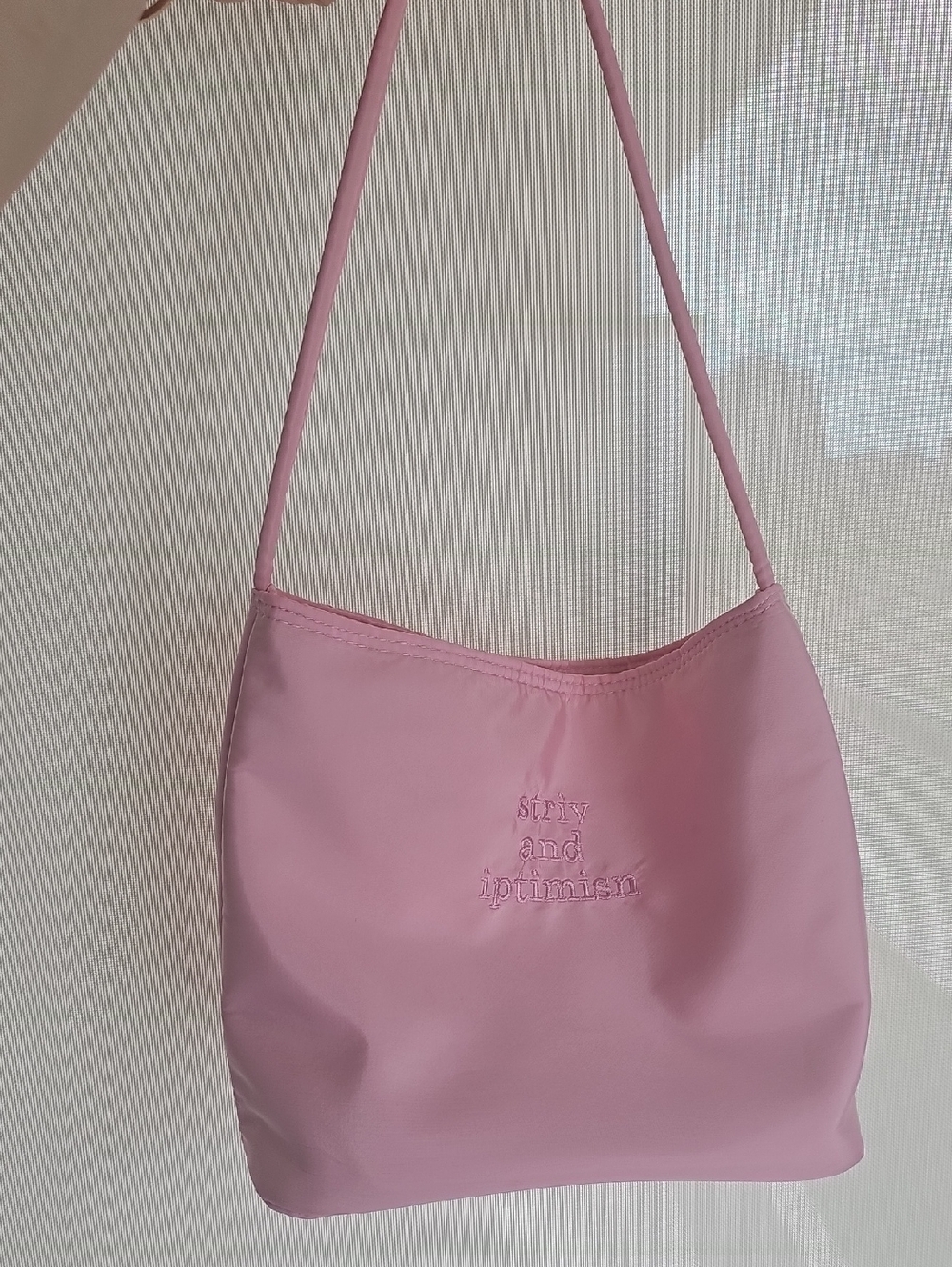 Pink Shoulder Bag with Subtle Embroidery